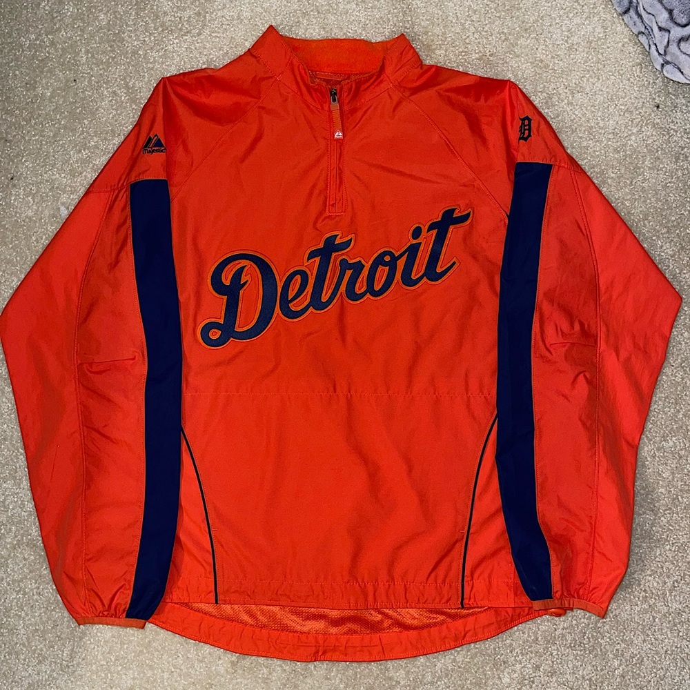 Majestic Authentic Collection Performance MLB Detroit jacket Medium Orange Blue